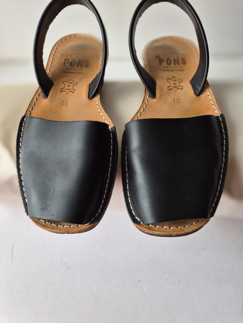 Pons Avarca Classic Black Leather Sandals Size 10 EU 40 European Minimalist Boho - Picture 3 of 16
